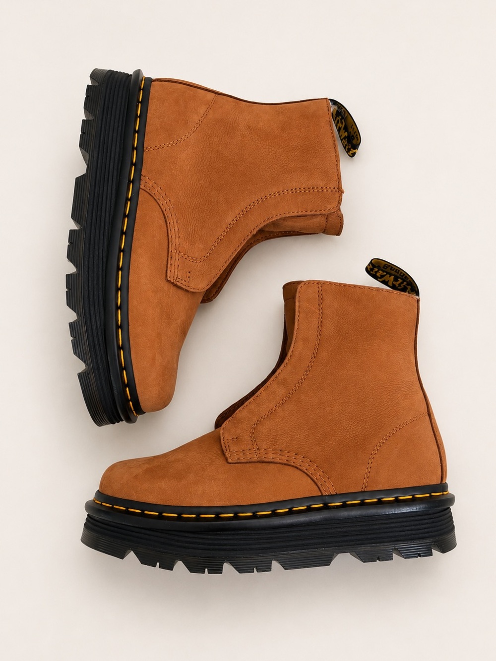 DR. MARTENS Zebzag Laceless Boot in Desert Brown Milled Nubuck